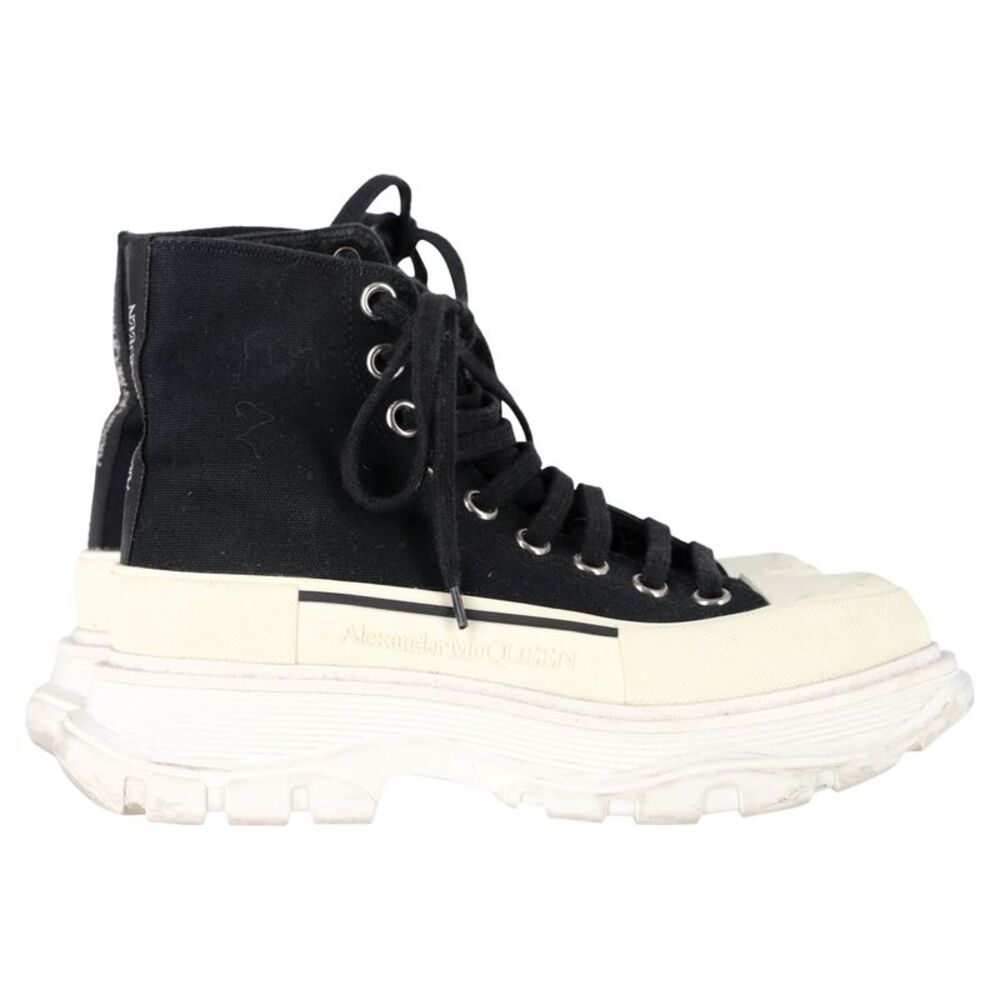 Alexander Mcqueen Tread Slick High-Top Sneakers in Black Canvas